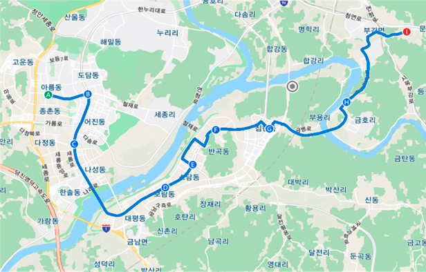 동지역 방면 통학차량 노선도